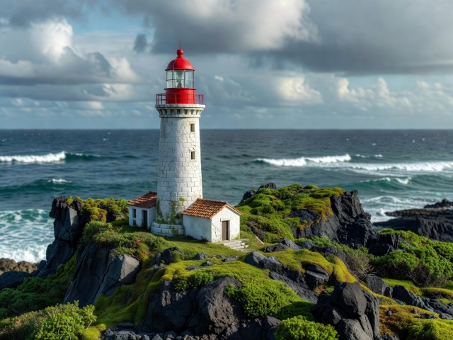 3D render of a miniature lighthouse representing Flores in the Azores