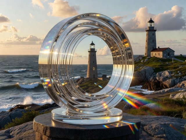 3D render of a glass lighthouse lens representing Kõpu lighthouse on Hiiumaa in Estonia